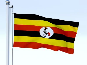 animated uganda flag 3D Model