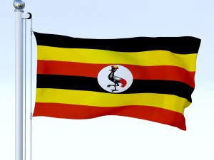 animated uganda flag 3D Model