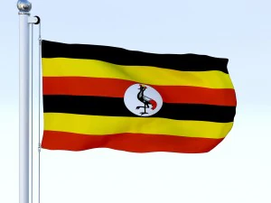animated uganda flag 3D Model