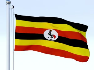 animated uganda flag 3D Model