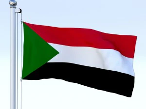 animated sudan flag 3D Model