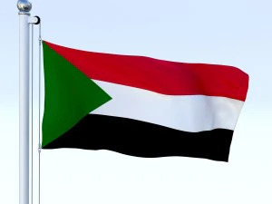 animated sudan flag 3D Model