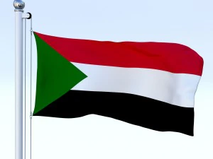 animated sudan flag 3D Model