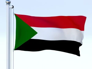 animated sudan flag 3D Model