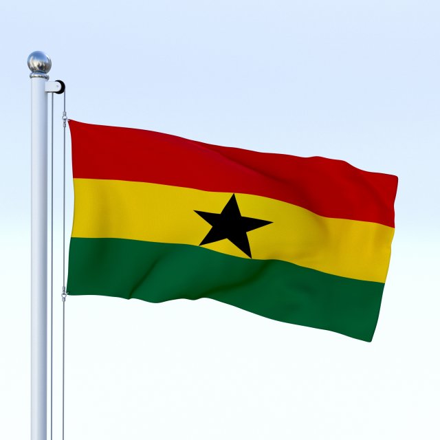 animated ghana flag 3D Модель .c4d .max .obj .3ds .fbx .stl .blend 