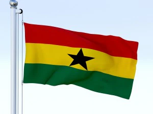 animierte Ghana-Flagge 3D Modell