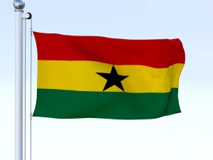 animated ghana flag 3D Model