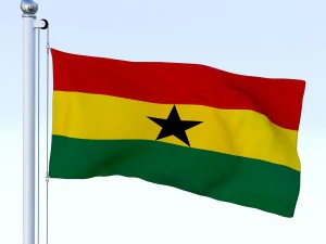 animated ghana flag 3D Model