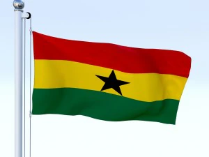 animated ghana flag 3D Model