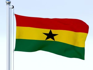 animated ghana flag 3D Model