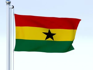 animated ghana flag 3D Model
