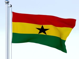 animated ghana flag 3D Model