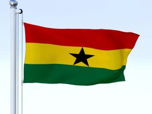 animated ghana flag 3D Model