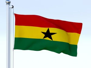 animated ghana flag 3D Model