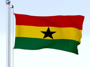 animated ghana flag 3D Model