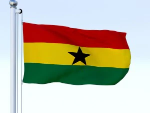 animated ghana flag 3D Model