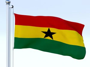 animated ghana flag 3D Model