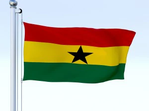 animated ghana flag 3D Model