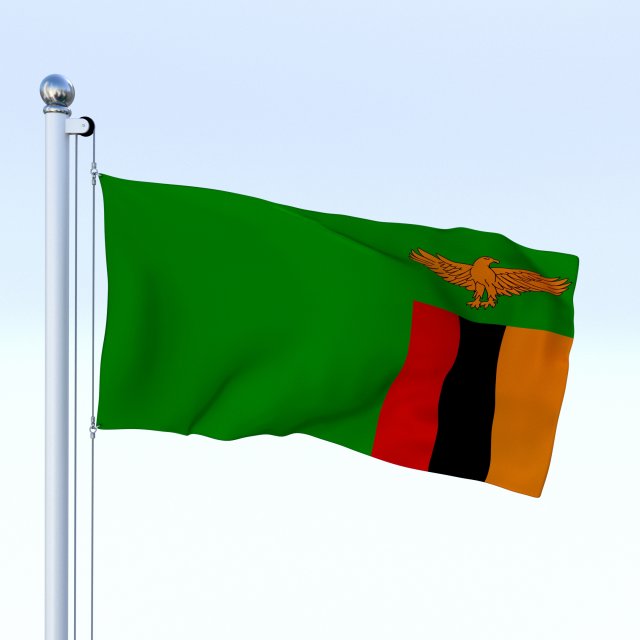 animated zambia flag 3D Модель .c4d .max .obj .3ds .fbx .stl .blend 