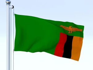 एनिमेटेड जाम्बिया झंडा 3D मॉडल