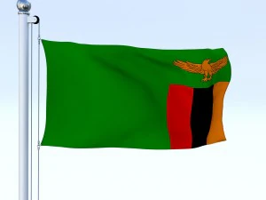animated zambia flag 3D Model