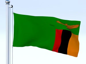 animated zambia flag 3D Model