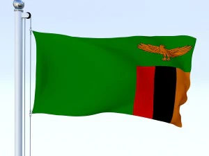 animated zambia flag 3D Model