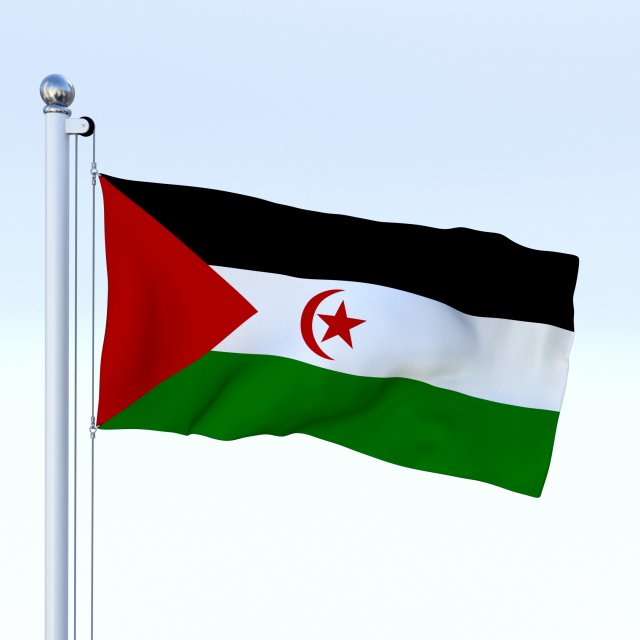 animated western sahara flag Modelo 3D .c4d .max .obj .3ds .fbx .stl .blend 