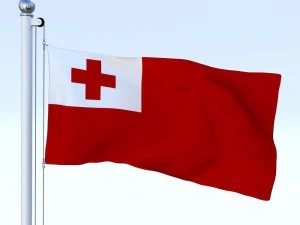 animated tonga flag 3D Model