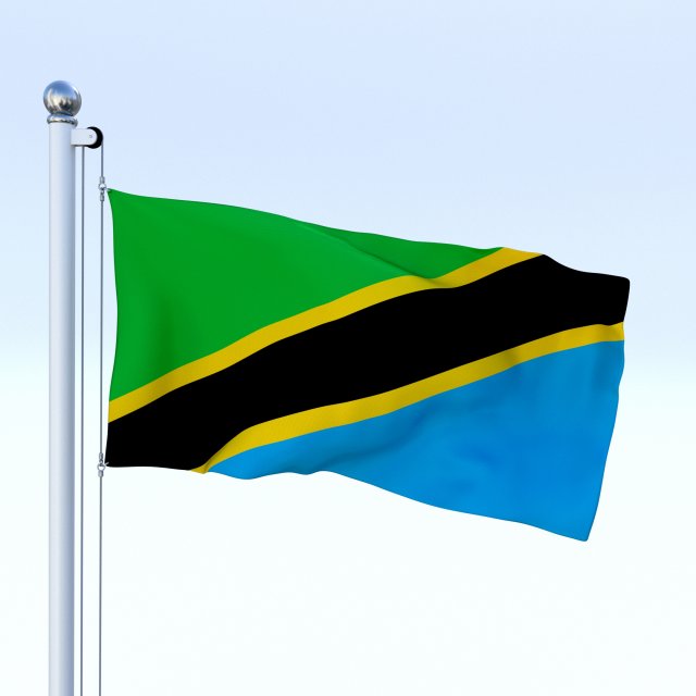 animated tanzania flag 3D Model .c4d .max .obj .3ds .fbx .stl .blend 