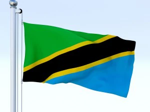 bandiera animata della tanzania Modello 3D