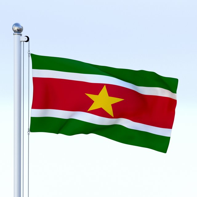 animated suriname flag 3D Model .c4d .max .obj .3ds .fbx .stl .blend 