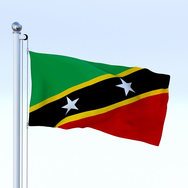 animated saint kitts and nevis flag 3D Model .c4d .max .obj .3ds .fbx .stl .blend 