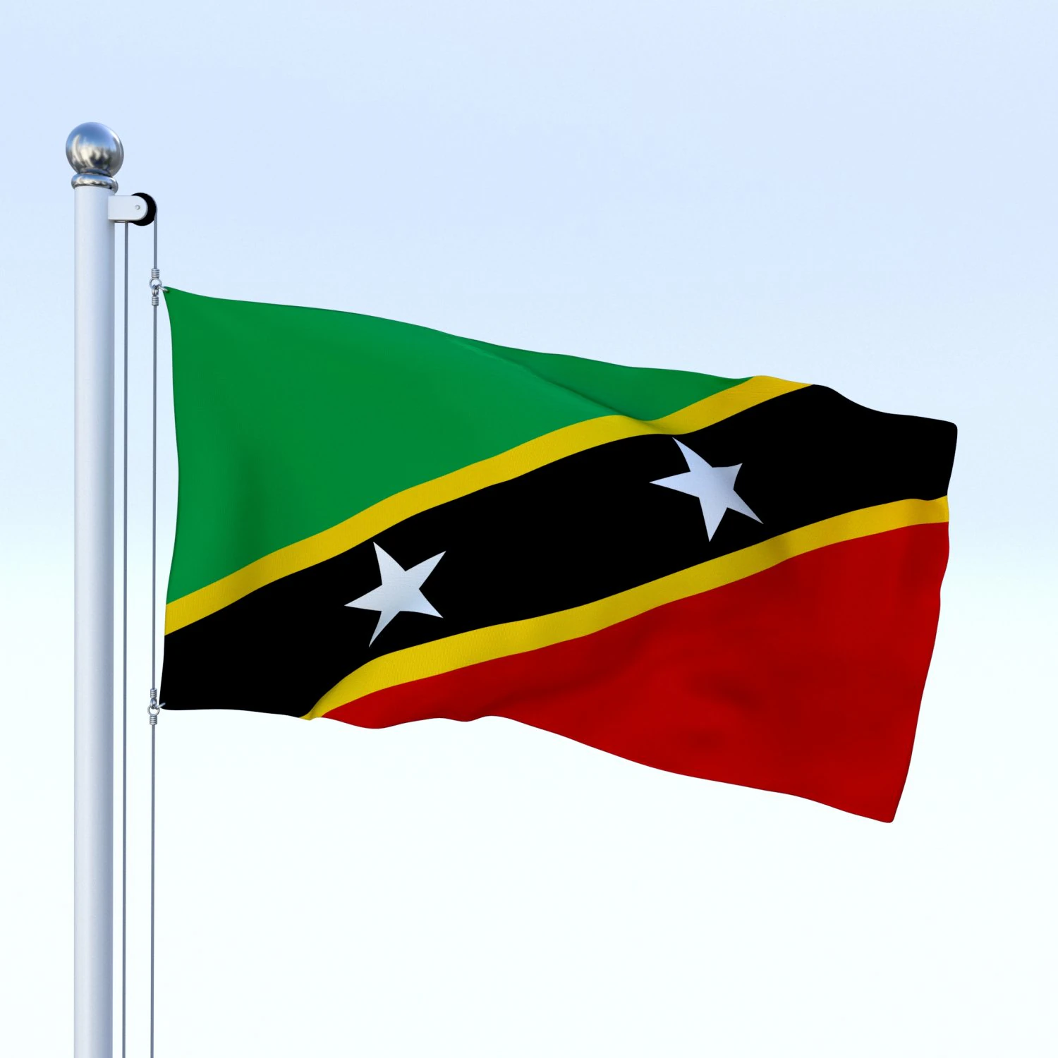 animated saint kitts and nevis flag 3D Model .c4d .max .obj .3ds .fbx .stl .blend 