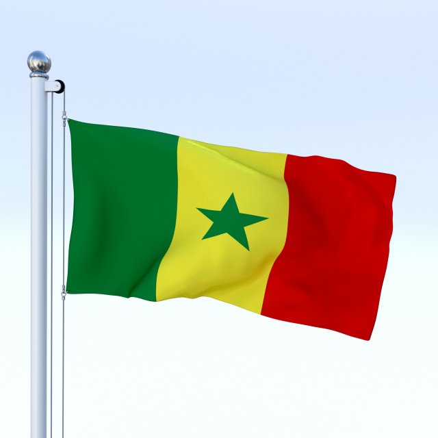 animated senegal flag 3D 모델 .c4d .max .obj .3ds .fbx .stl .blend 