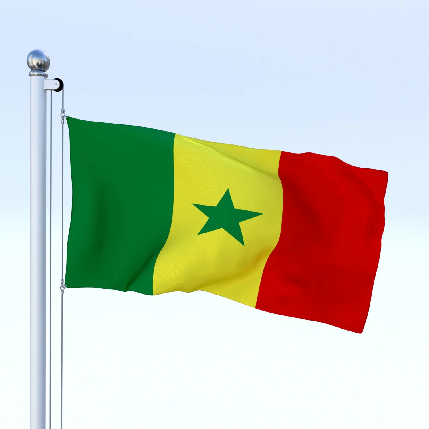 animated senegal flag 3D Model .c4d .max .obj .3ds .fbx .stl .blend 