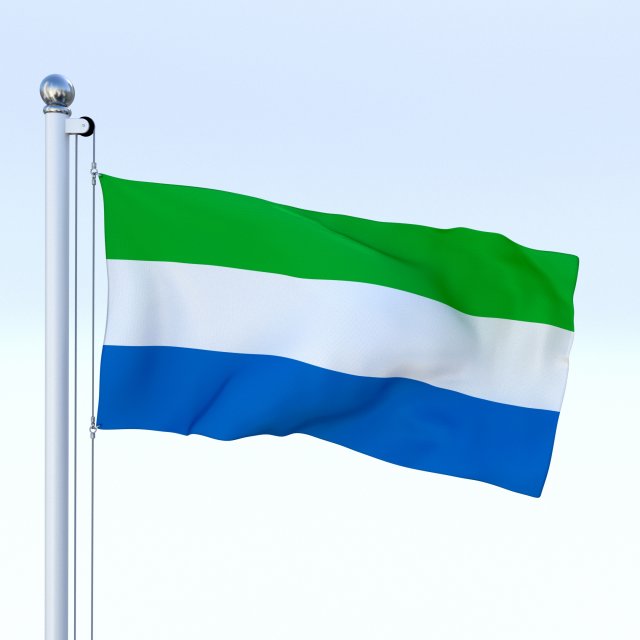animated sierra leone flag Model 3D .c4d .max .obj .3ds .fbx .stl .blend 