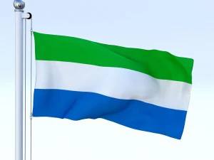 एनिमेटेड सिएरा लियोन झंडा 3D मॉडल