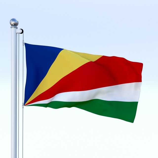 animated seychelles flag 3D Model .c4d .max .obj .3ds .fbx .stl .blend 