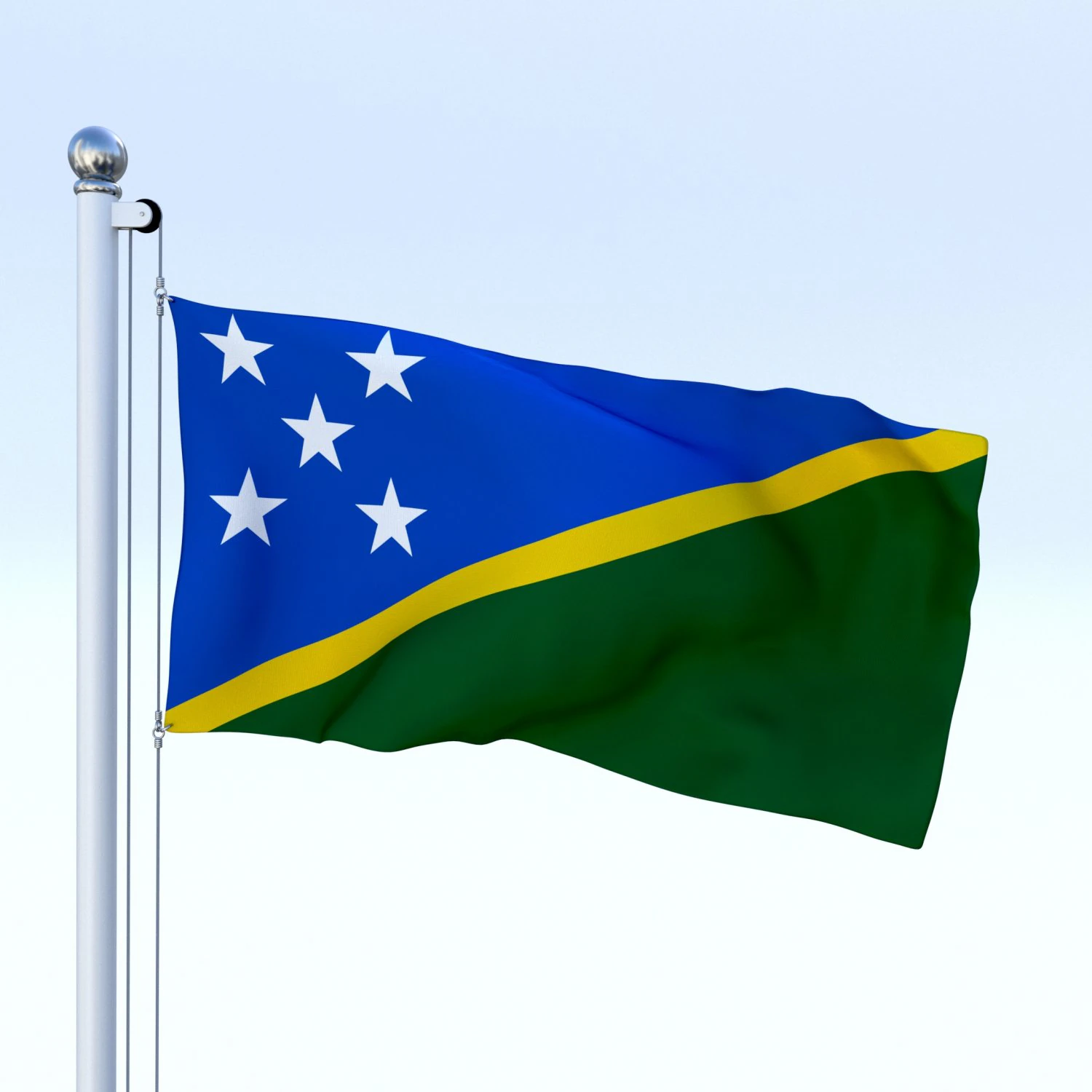 animated solomon islands flag 3D Model .c4d .max .obj .3ds .fbx .stl .blend 