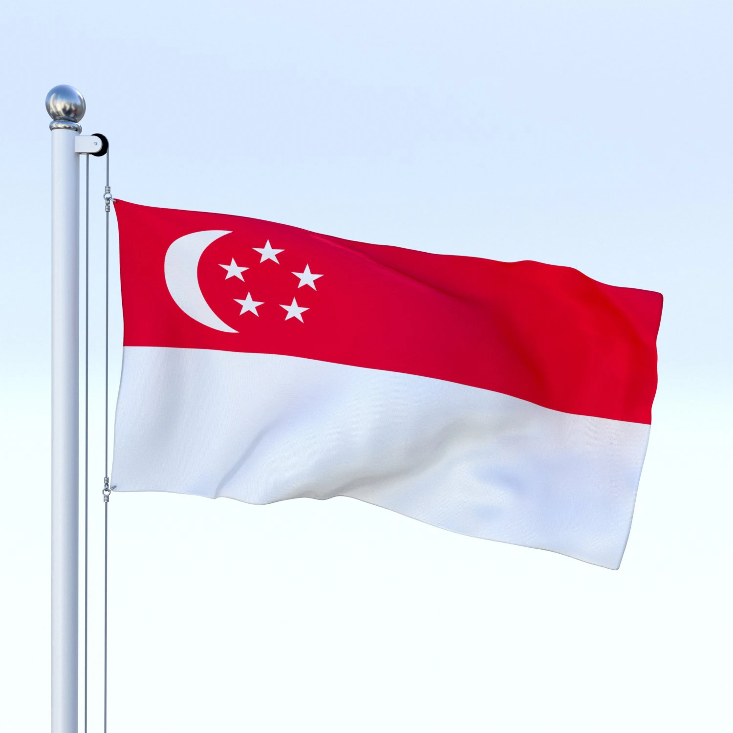 animated singapore flag 3D Model .c4d .max .obj .3ds .fbx .stl .blend