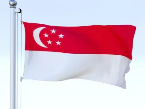 animated singapore flag 3D Model