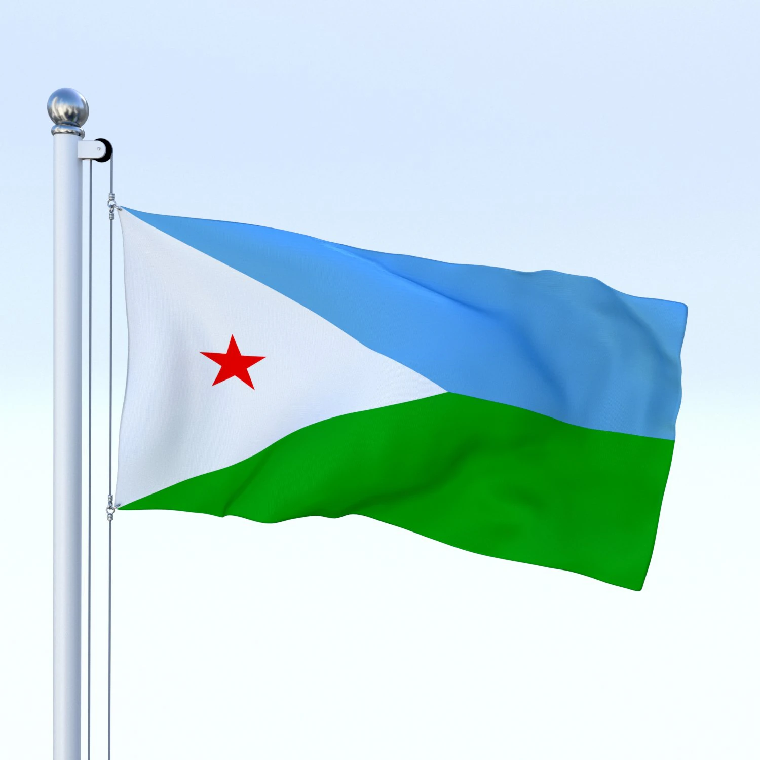 animated djibouti flag 3D Model .c4d .max .obj .3ds .fbx .stl .blend 
