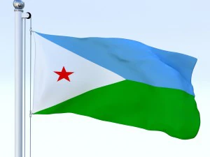 animated djibouti flag 3D Model