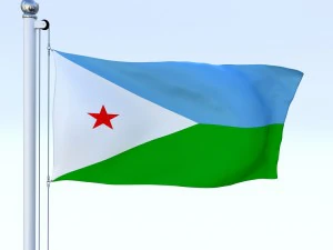 animated djibouti flag 3D Model