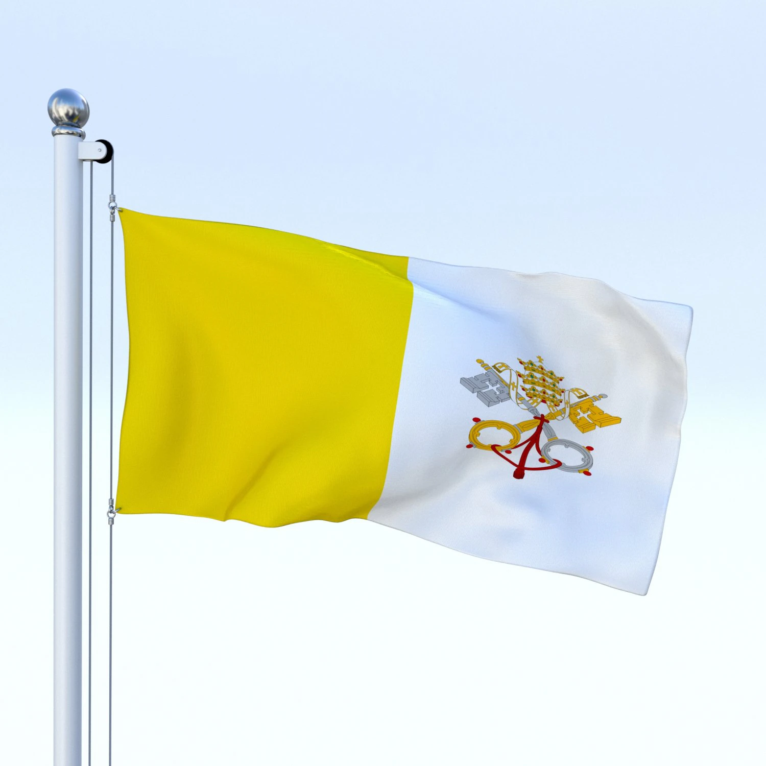 animated vatican city flag 3D Model .c4d .max .obj .3ds .fbx .stl .blend 