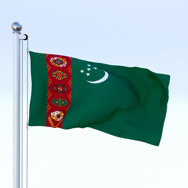 animated turkmenistan flag Modelo 3D .c4d .max .obj .3ds .fbx .stl .blend 