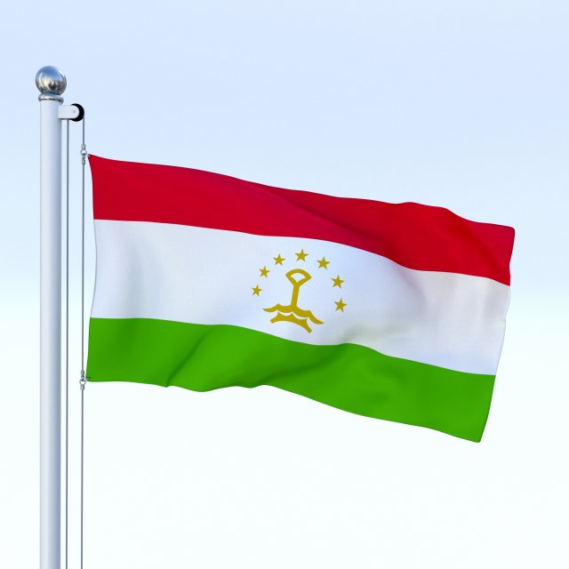 animated tajikistan flag 3D Model .c4d .max .obj .3ds .fbx .stl .blend 