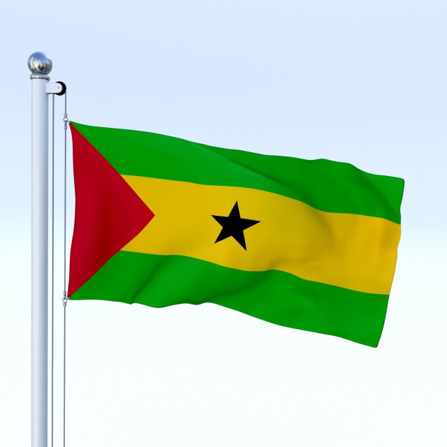animated sao tome and principe flag 3D Model .c4d .max .obj .3ds .fbx .stl .blend 
