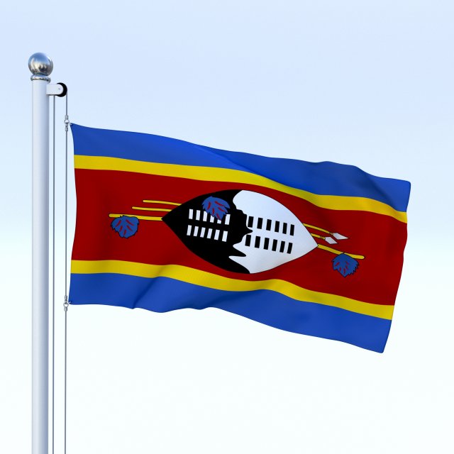 animated swaziland flag 3D Model .c4d .max .obj .3ds .fbx .stl .blend 